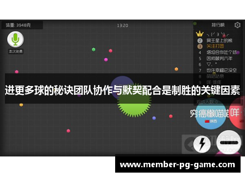 进更多球的秘诀团队协作与默契配合是制胜的关键因素